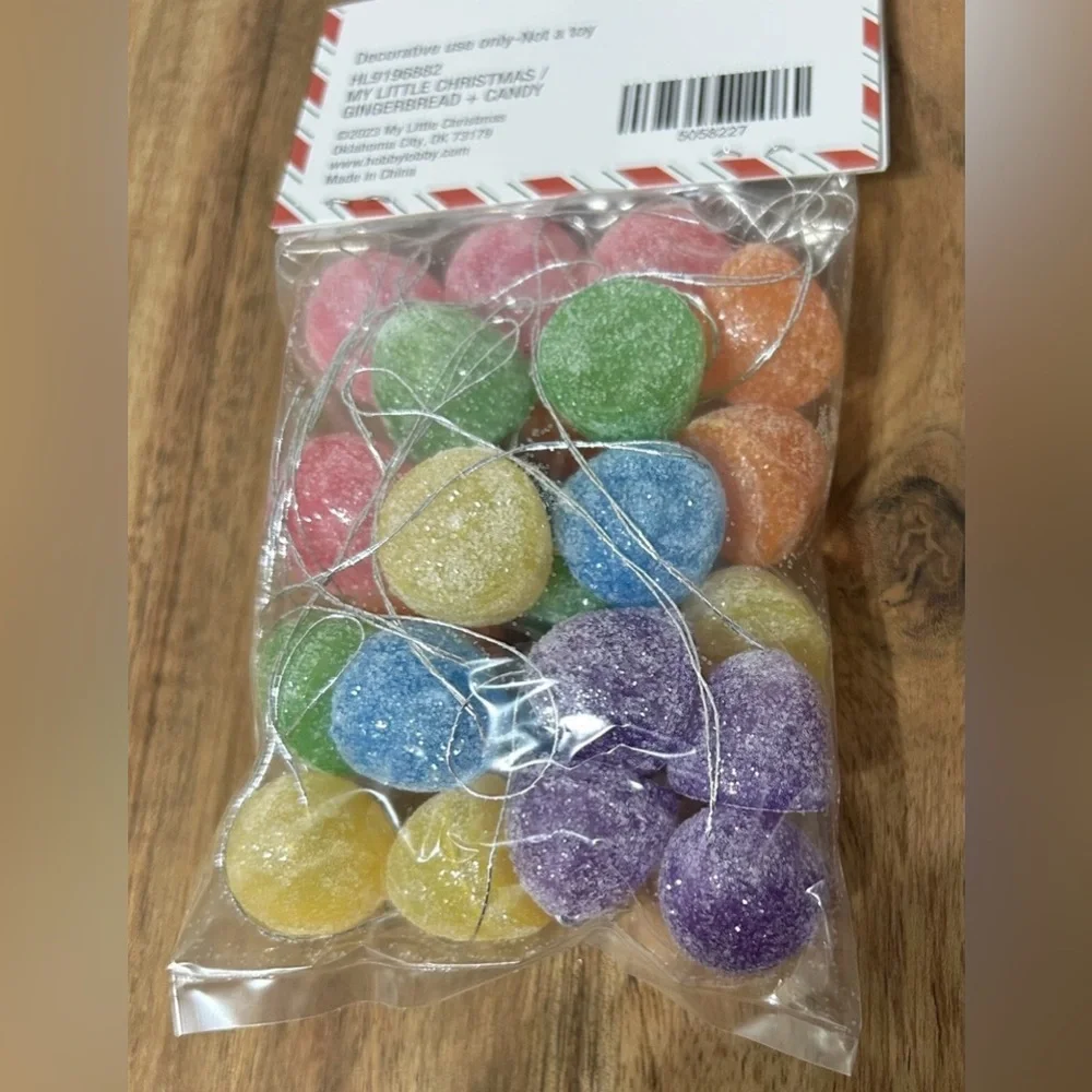 My Little Christmas Sugared Candy Gumdrops Ornaments Gingerbread Decor 24 pc NEW